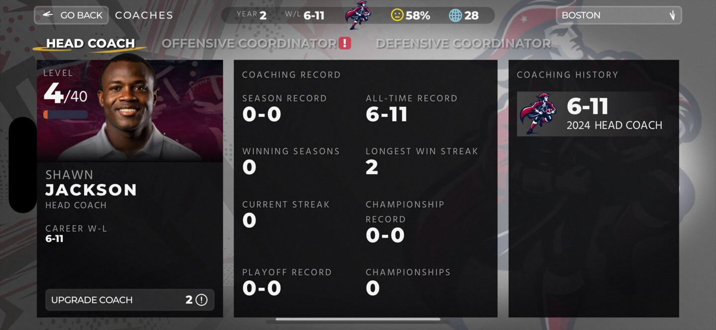 Coaches Screen